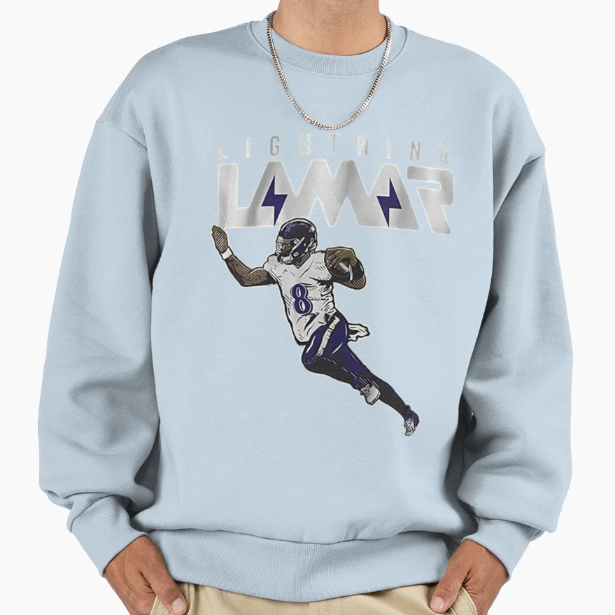 Lighting Lamar Baltimore Ravens Sweatshirt - Trendy Graphic for Adults - T-Shirt, Sweatshirt, Hoodie