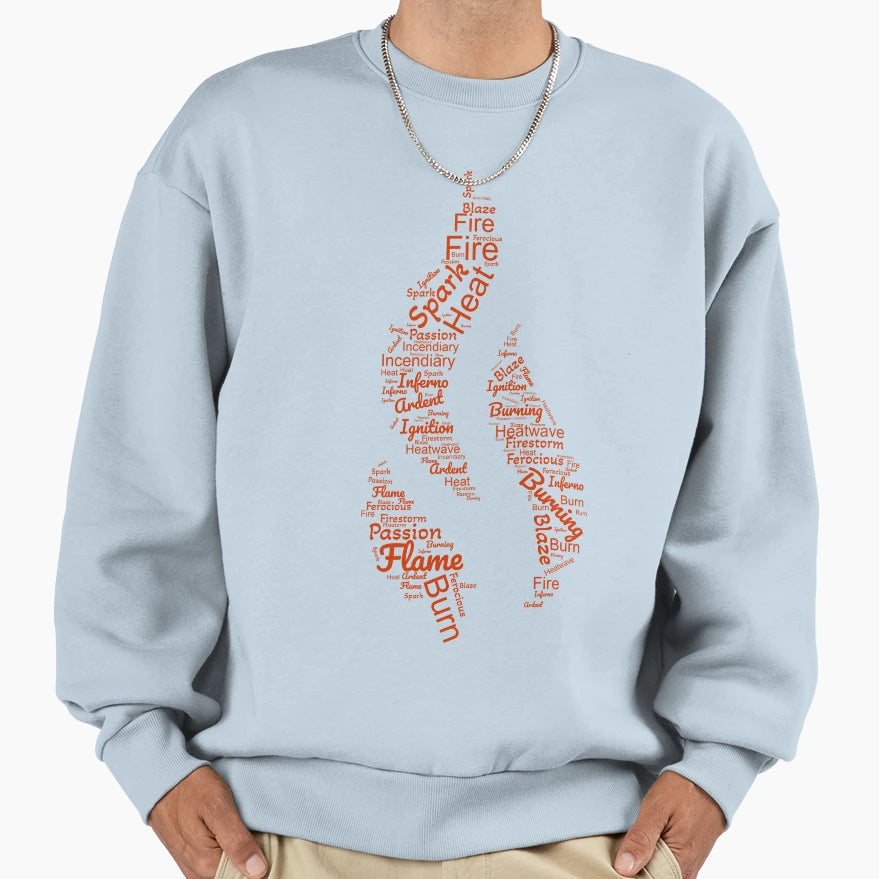 Flame Word Cloud Sweatshirt - Custom Art Print for Adults - T-Shirt, Sweatshirt, Hoodie