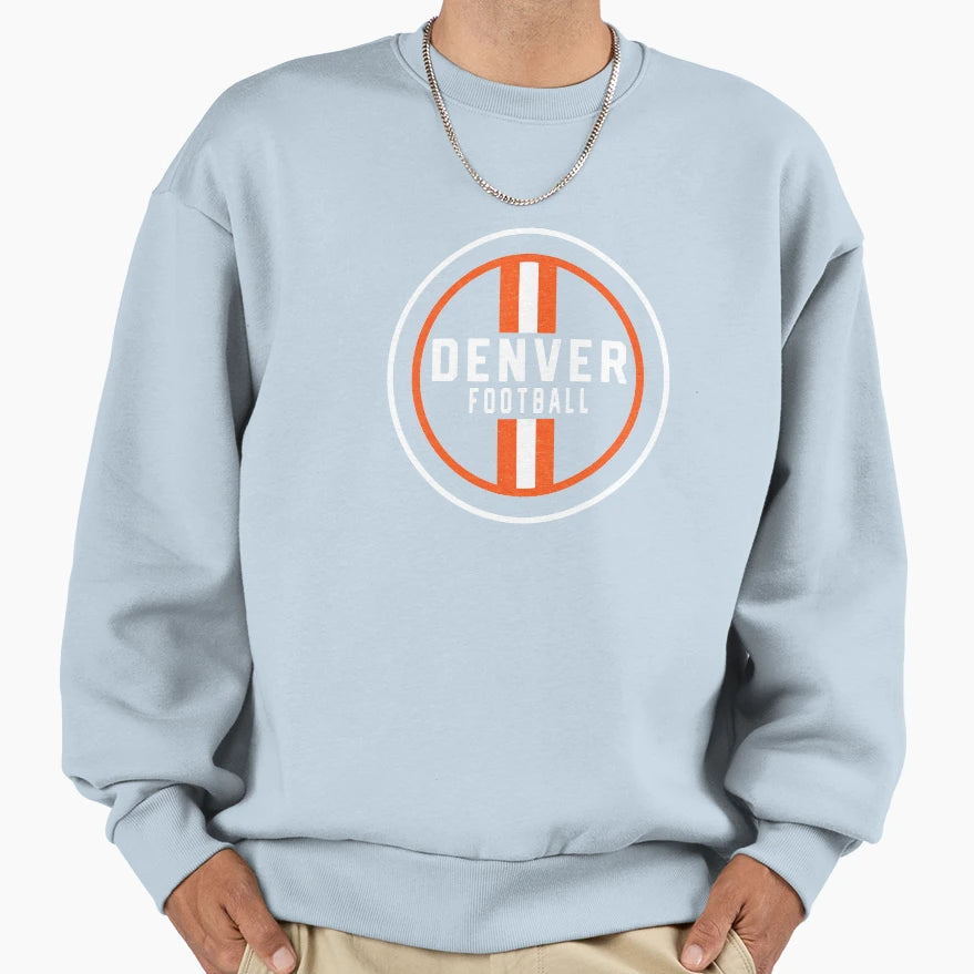 Minimalist Denver Football Badge Sweatshirt - Fun Novelty Design Men Women - T-Shirt, Sweatshirt, Hoodie