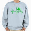 St Patricks Day Shamrock Heartbeat Irish Sweatshirt - Graphic Print Unisex - T-Shirt, Sweatshirt, Hoodie