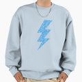 Blue Glitter Lightning Bolt Sweatshirt - Minimalist Print for Adults - T-Shirt, Sweatshirt, Hoodie