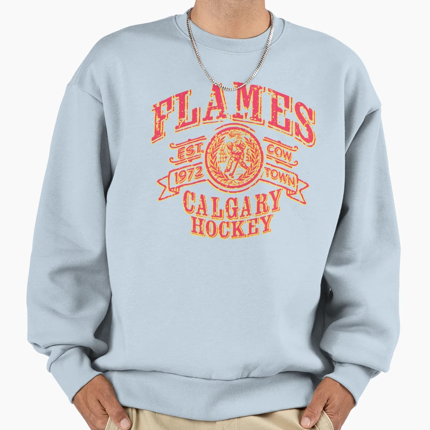 Flames Hockey Sweatshirt - Graphic Print Men Women - T-Shirt, Sweatshirt, Hoodie