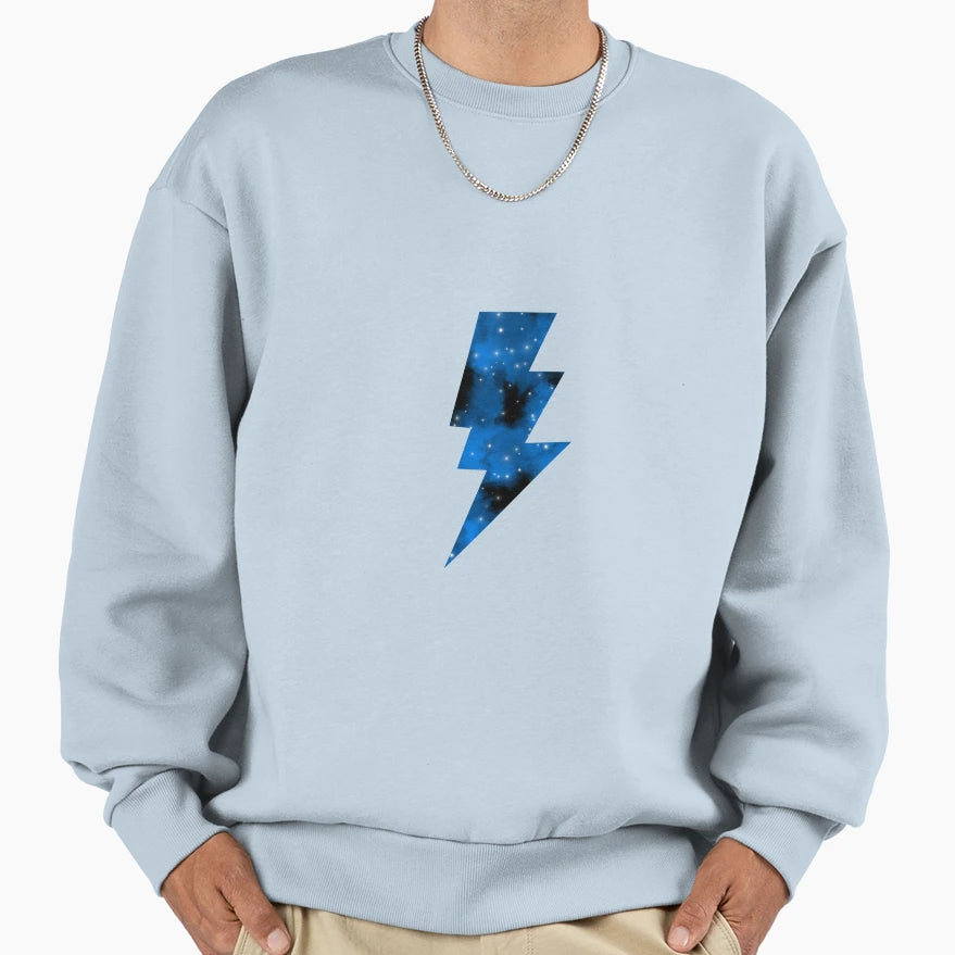 Blue Galaxy Lightning Bolt Sweatshirt - Custom Art Print Men Women - T-Shirt, Sweatshirt, Hoodie