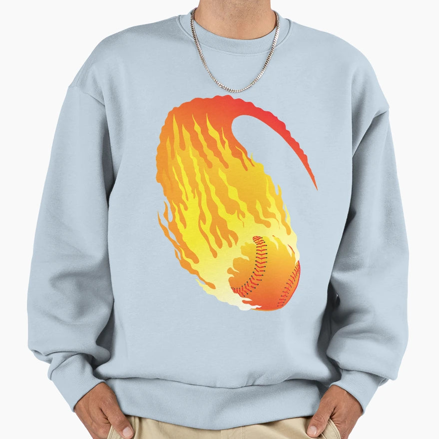 Baseball Fire Softball Fan Sweatshirt - Casual Everyday Wear Unisex - T-Shirt, Sweatshirt, Hoodie