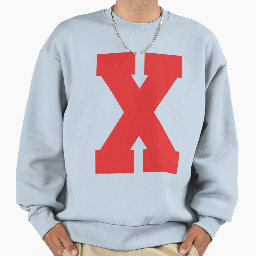 Alphabet Red X Sports Letter X Sweatshirt - Graphic Print Unisex - T-Shirt, Sweatshirt, Hoodie