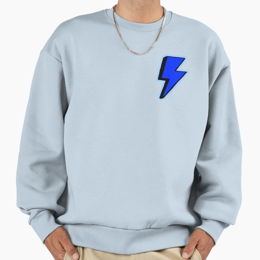Dark Blue Lightning Strike Sweatshirt - Aesthetic Graphic for Adults - T-Shirt, Sweatshirt, Hoodie