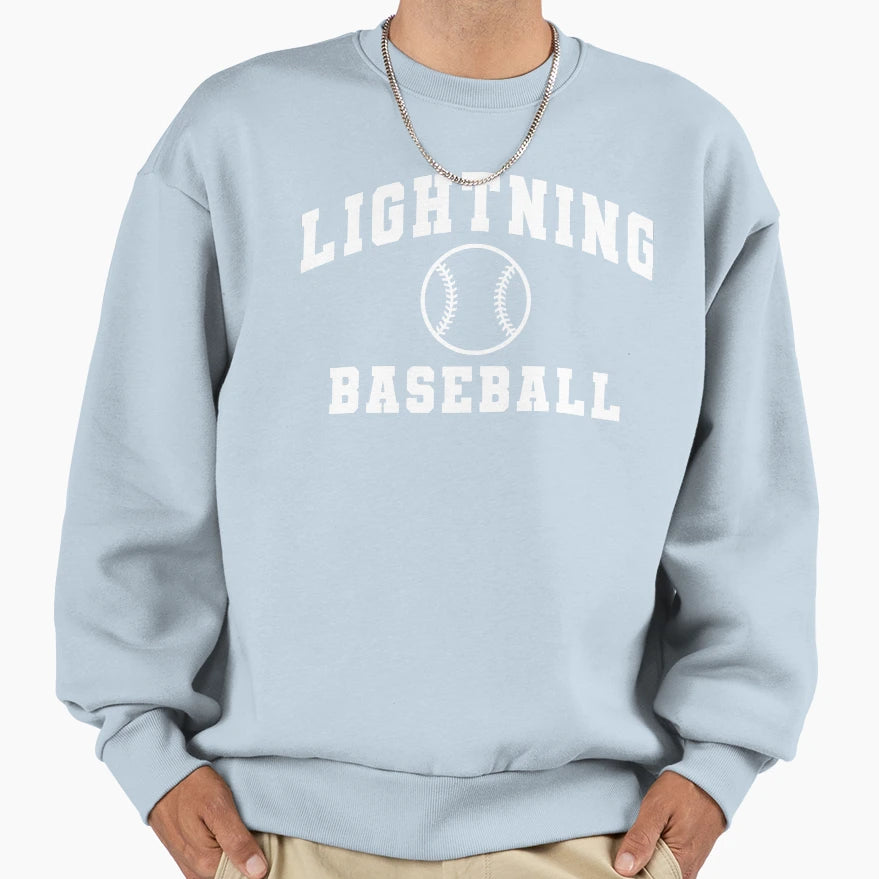 Lightning White Arched Baseball Sweatshirt - Fun Novelty Design Men Women - T-Shirt, Sweatshirt, Hoodie