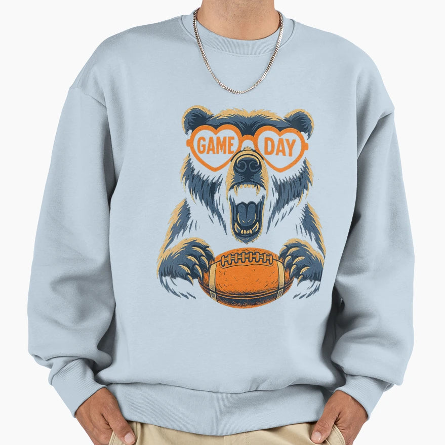 Womens Funny Football Bear Game Day Fans T-Shirt - Unique Graphic Unisex - T-Shirt, Sweatshirt, Hoodie