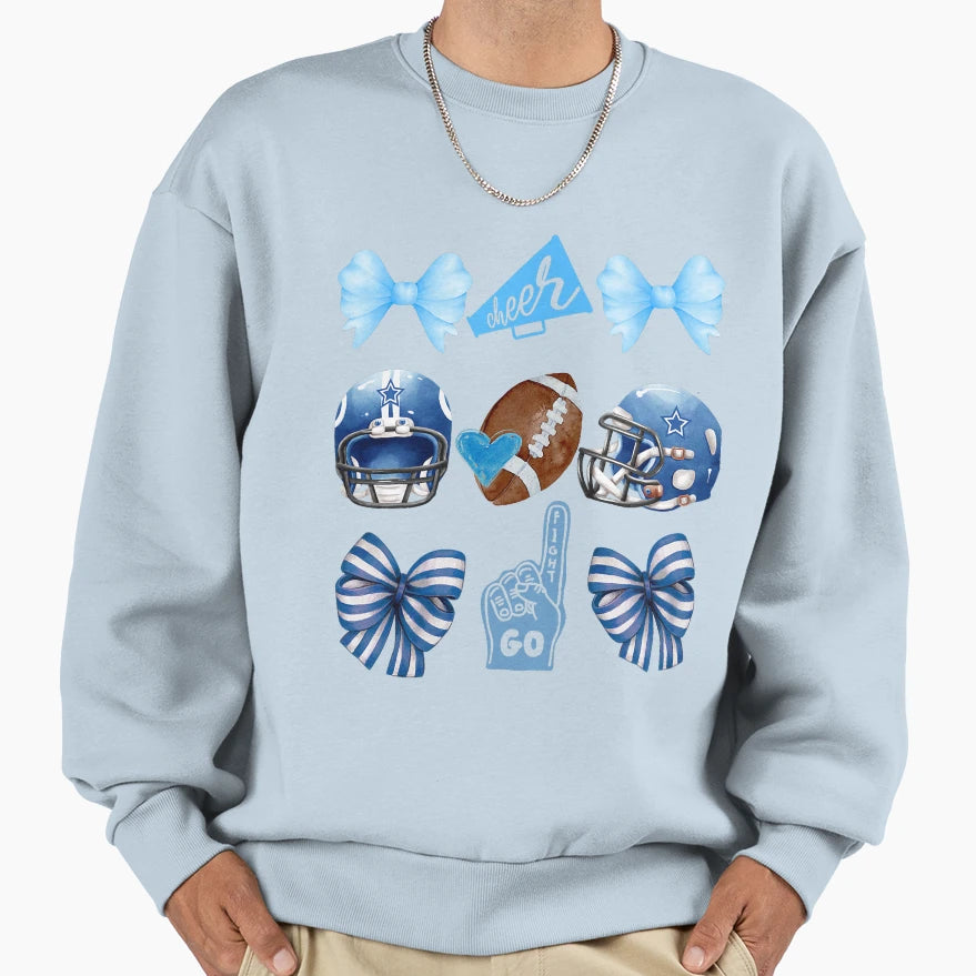 Dallas Blue Bow Cheer Icons Sweatshirt - Novelty Apparel Unisex - T-Shirt, Sweatshirt, Hoodie