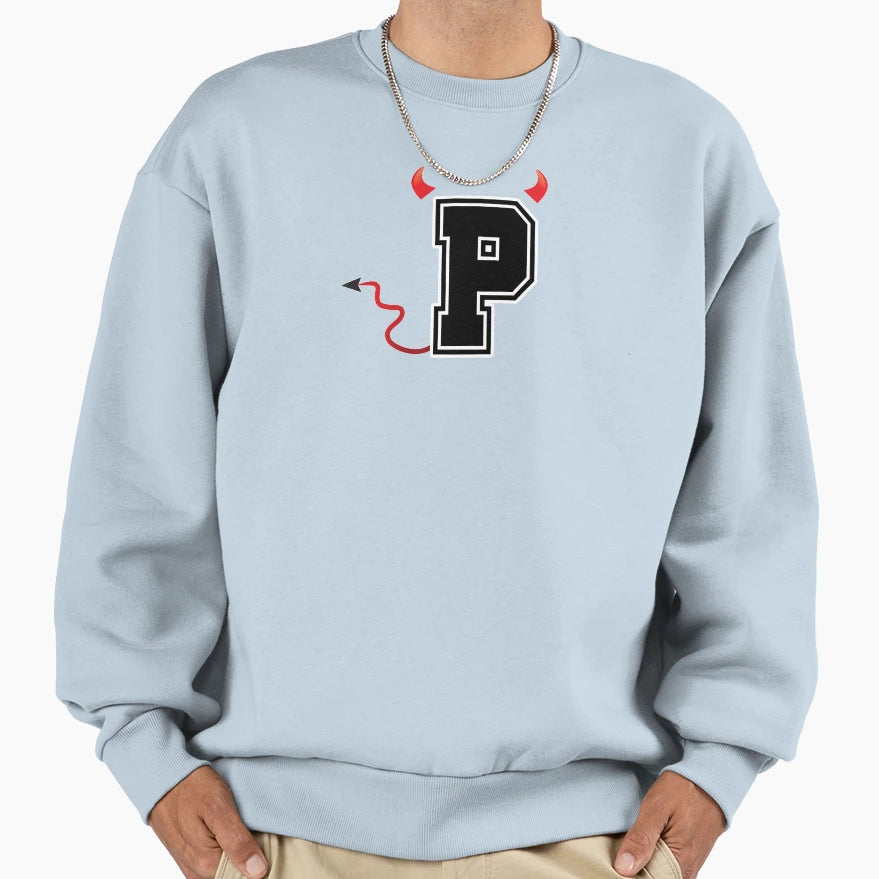 Letter P College Font Evil Sweatshirt - Casual Everyday Wear for Adults - T-Shirt, Sweatshirt, Hoodie