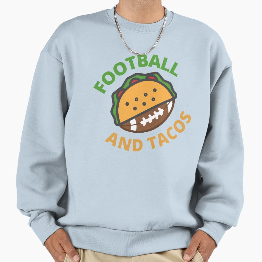 Football And Tacos Sweatshirt - Minimalist Print for Adults - T-Shirt, Sweatshirt, Hoodie