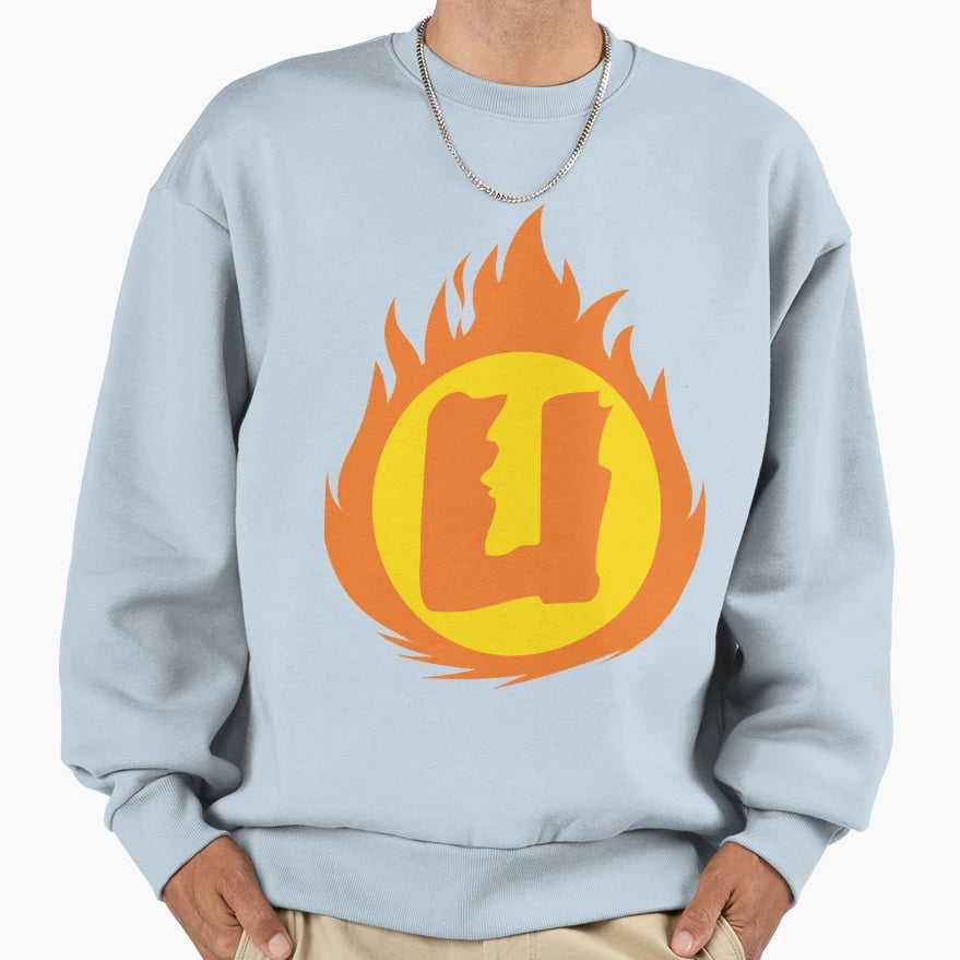 Superhero Letter U Fire Insignia Sweatshirt - Fun Novelty Design Men Women - T-Shirt, Sweatshirt, Hoodie