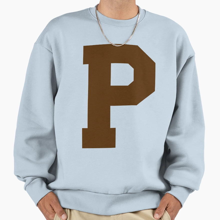 Alphabet Brown P Sports Letter P Sweatshirt - Aesthetic Graphic for Adults - T-Shirt, Sweatshirt, Hoodie