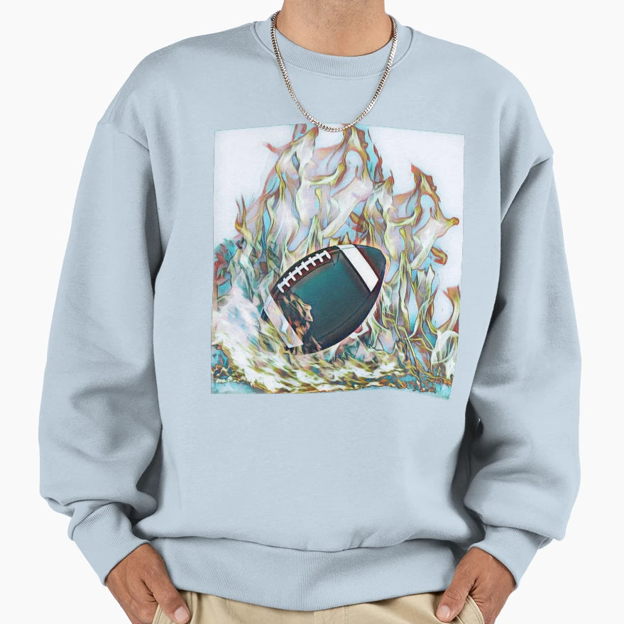 Football Fire Sweatshirt - Custom Art Print Unisex - T-Shirt, Sweatshirt, Hoodie