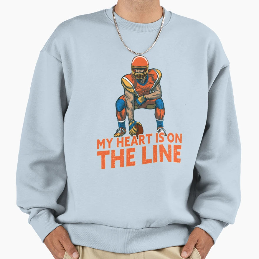 My Heart Is Line Football Sweatshirt - Streetwear Style Men Women - T-Shirt, Sweatshirt, Hoodie