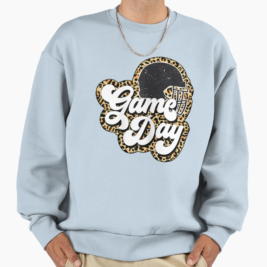 Football Game Day Leopard Sweatshirt - Casual Everyday Wear for Adults - T-Shirt, Sweatshirt, Hoodie
