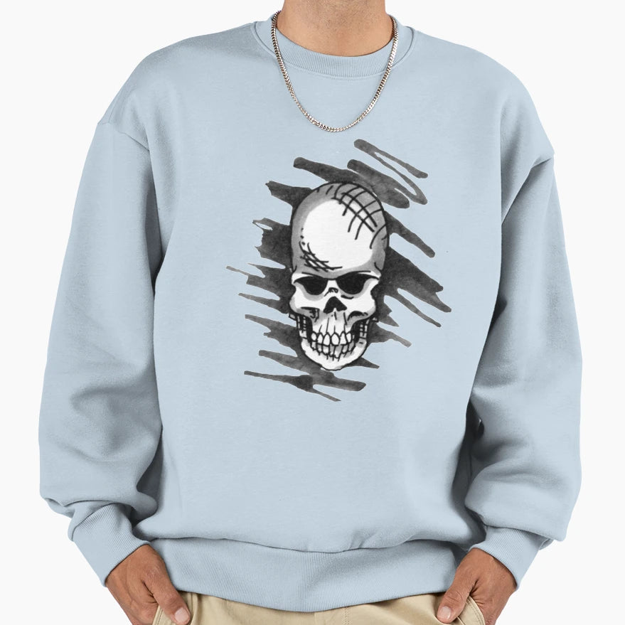 Scribble Skull Sweatshirt - Graphic Print Men Women - T-Shirt, Sweatshirt, Hoodie