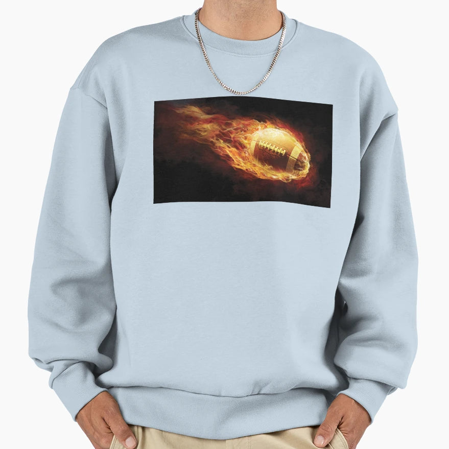 Fiery Football Sweatshirt - Custom Art Print for Adults - T-Shirt, Sweatshirt, Hoodie