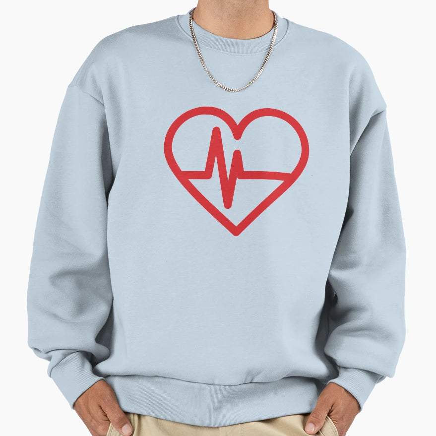 Heart Heartbeat Sweatshirt - Aesthetic Graphic Men Women - T-Shirt, Sweatshirt, Hoodie