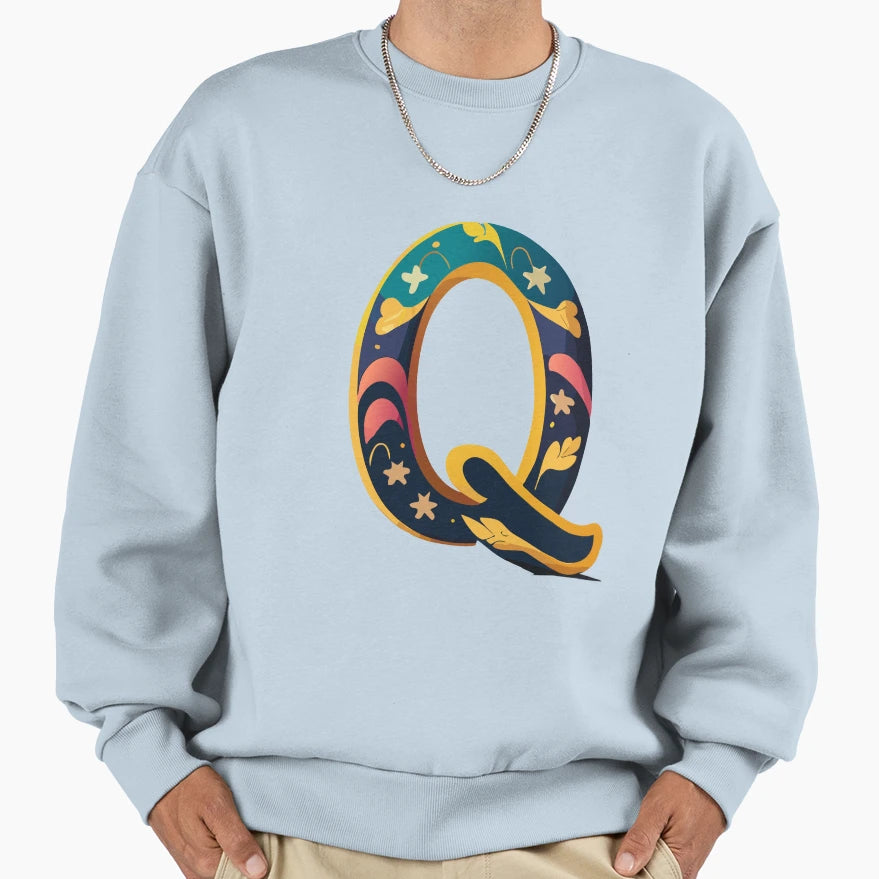 Letter Q Alphabet Character Sweatshirt - Graphic Print Unisex - T-Shirt, Sweatshirt, Hoodie