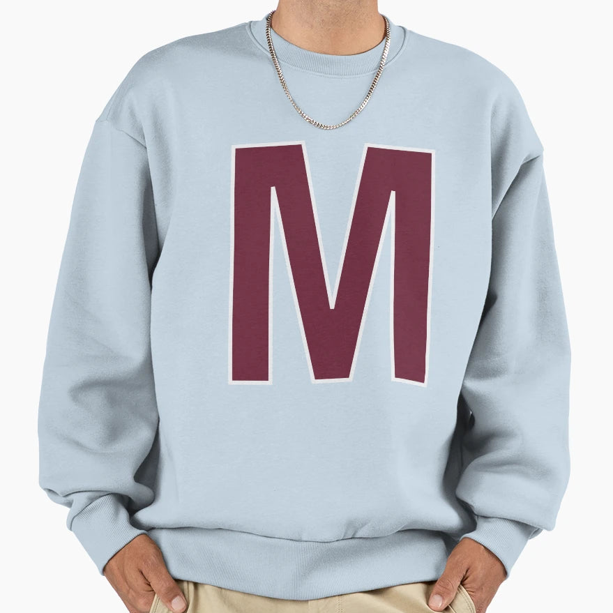 Letter M Bold Collegiate Font Sweatshirt - Trendy Graphic for Adults - T-Shirt, Sweatshirt, Hoodie