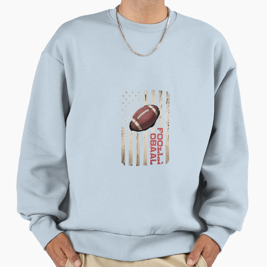 American Flag Football Patriotic Sweatshirt - Streetwear Style for Adults - T-Shirt, Sweatshirt, Hoodie