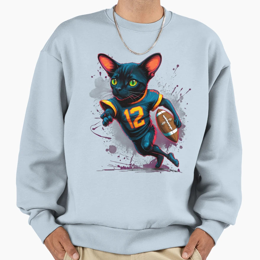 Bombay Black Cat Playing American Sweatshirt - Streetwear Style for Adults - T-Shirt, Sweatshirt, Hoodie