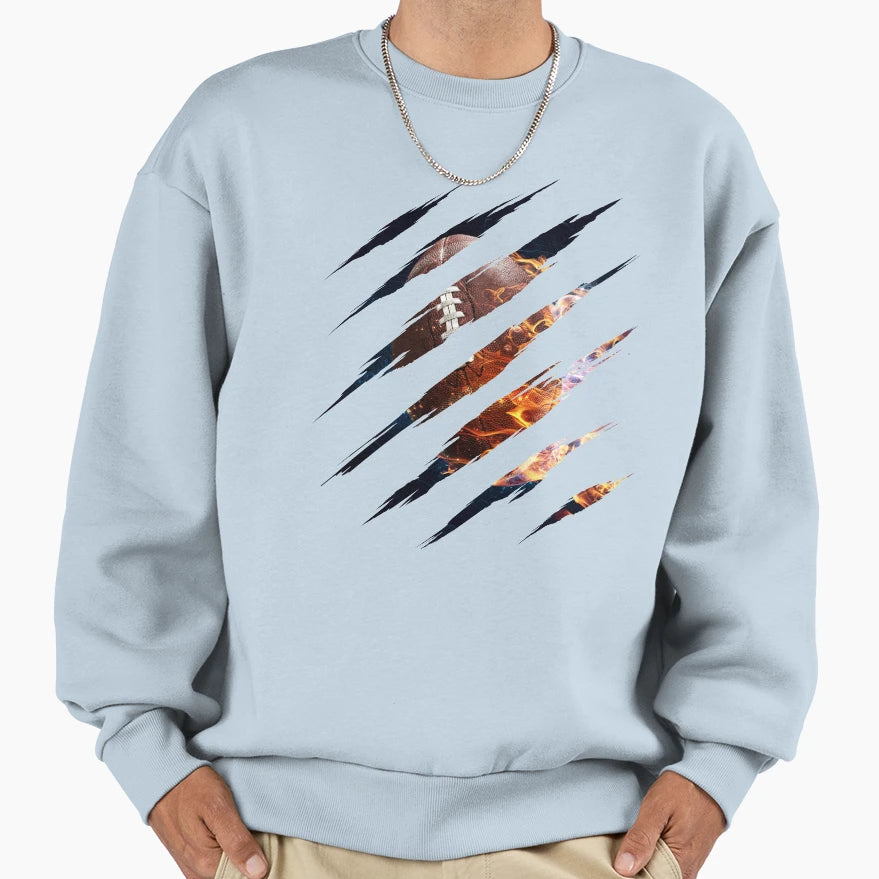 American Football Burning Ball Sweatshirt - Minimalist Print for Adults - T-Shirt, Sweatshirt, Hoodie