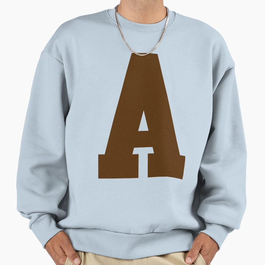 Alphabet Brown Sports Letter Sweatshirt - Trendy Graphic Men Women - T-Shirt, Sweatshirt, Hoodie