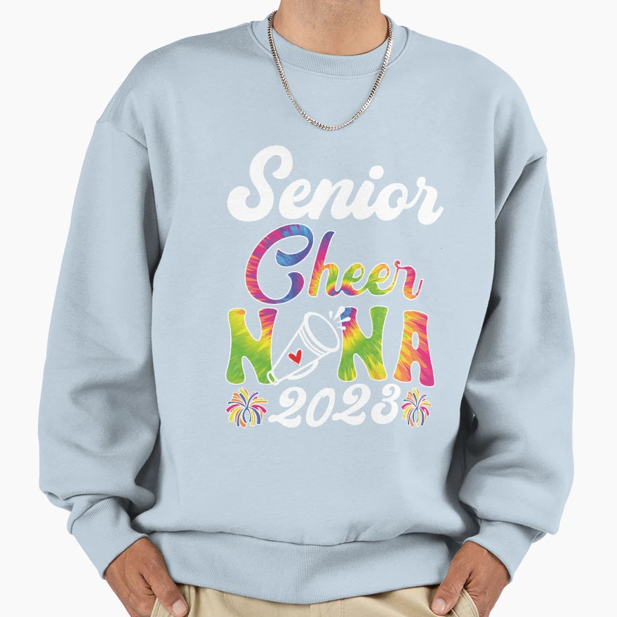 Senior Cheer Nana 2023 Tie Dye Sweatshirt - Custom Art Print Unisex - T-Shirt, Sweatshirt, Hoodie