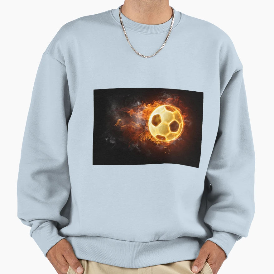 Soccer Fire Ball Sweatshirt - Aesthetic Graphic for Adults - T-Shirt, Sweatshirt, Hoodie