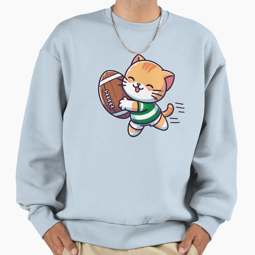 Rugby Cat Sweatshirt - Aesthetic Graphic Unisex - T-Shirt, Sweatshirt, Hoodie