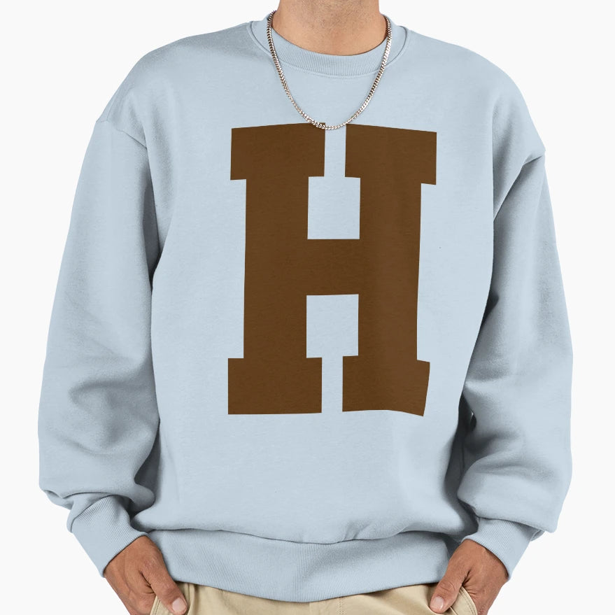 Alphabet Brown H Sports Letter H Sweatshirt - Trendy Graphic Men Women - T-Shirt, Sweatshirt, Hoodie