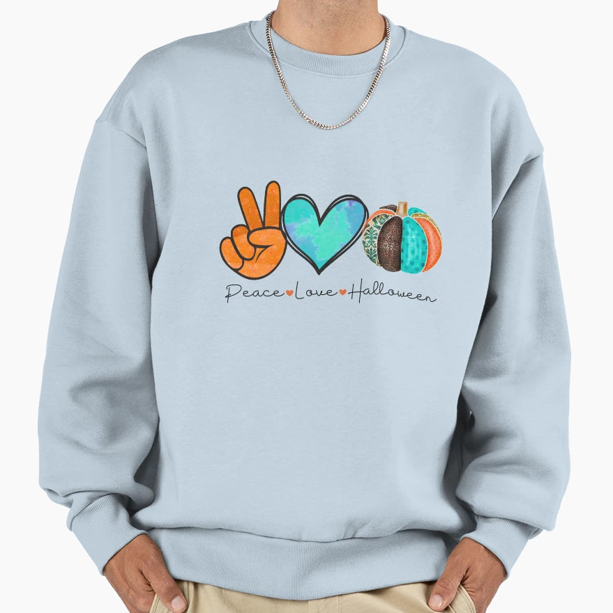 Peace Love Halloween Halloween Sweatshirt - Graphic Print Unisex - T-Shirt, Sweatshirt, Hoodie