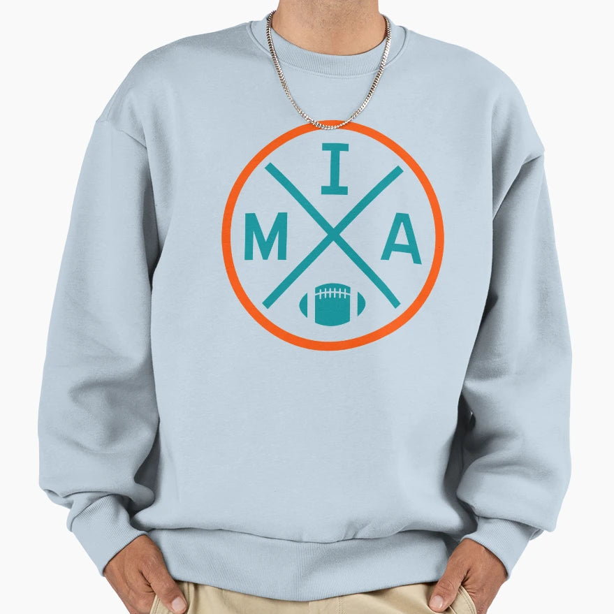 Miami Football Emblem Mia Sweatshirt - Novelty Apparel Men Women - T-Shirt, Sweatshirt, Hoodie