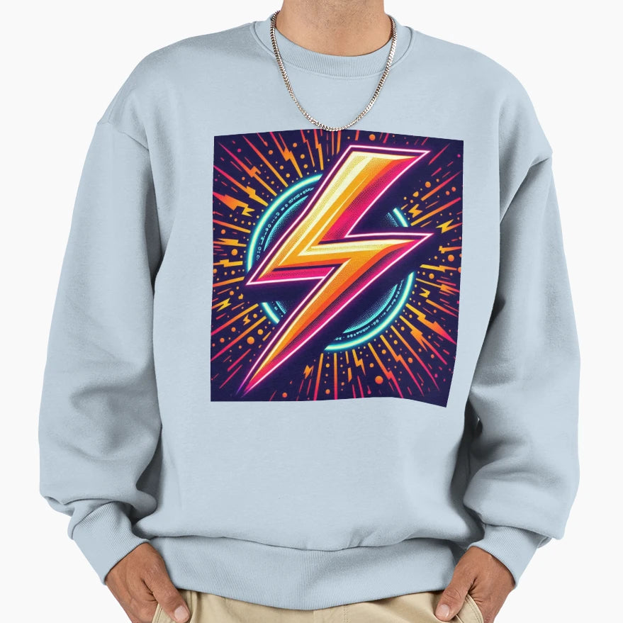 Neon Lightning Bolt Explosion Sweatshirt - Fun Novelty Design for Adults - T-Shirt, Sweatshirt, Hoodie