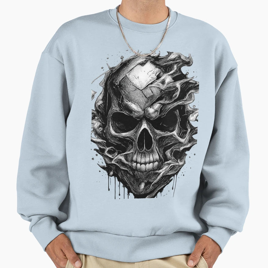 Dark Gothic Skull Illustration Sweatshirt - Minimalist Print Unisex - T-Shirt, Sweatshirt, Hoodie