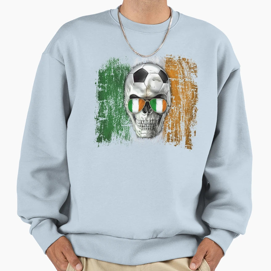 Irish Football Skull Sweatshirt - Fun Novelty Design for Adults - T-Shirt, Sweatshirt, Hoodie