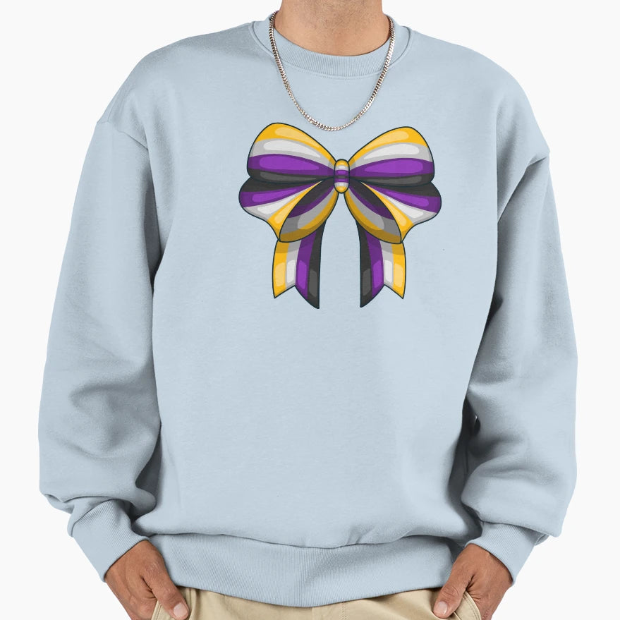 Nonbinary Pride Bow Tie Sweatshirt - Casual Everyday Wear Men Women - T-Shirt, Sweatshirt, Hoodie