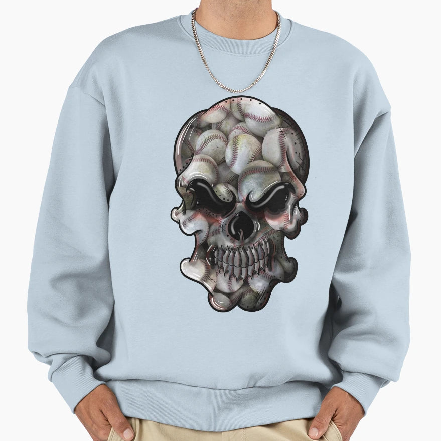 Baseball Skull Sweatshirt - Fun Novelty Design Men Women - T-Shirt, Sweatshirt, Hoodie