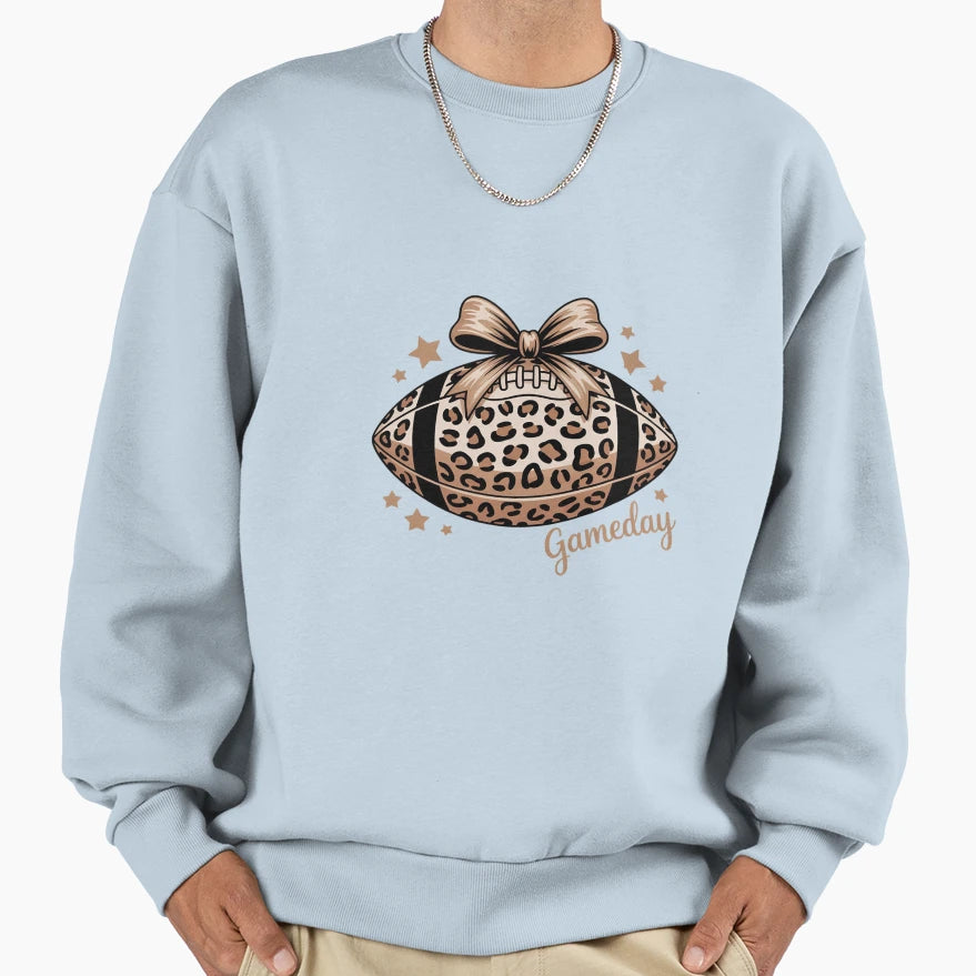 Game Day Football Leopard Sweatshirt - Casual Everyday Wear Men Women - T-Shirt, Sweatshirt, Hoodie