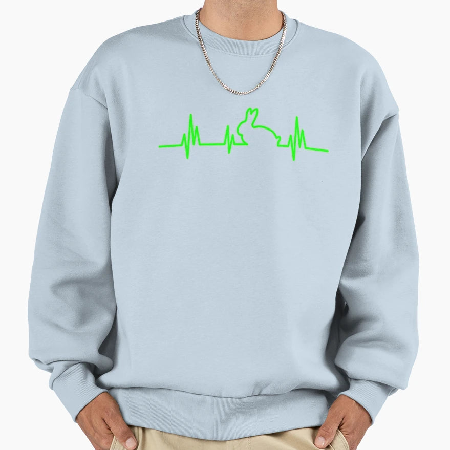Heartbeat Rabbit Sweatshirt - Unique Graphic Men Women - T-Shirt, Sweatshirt, Hoodie