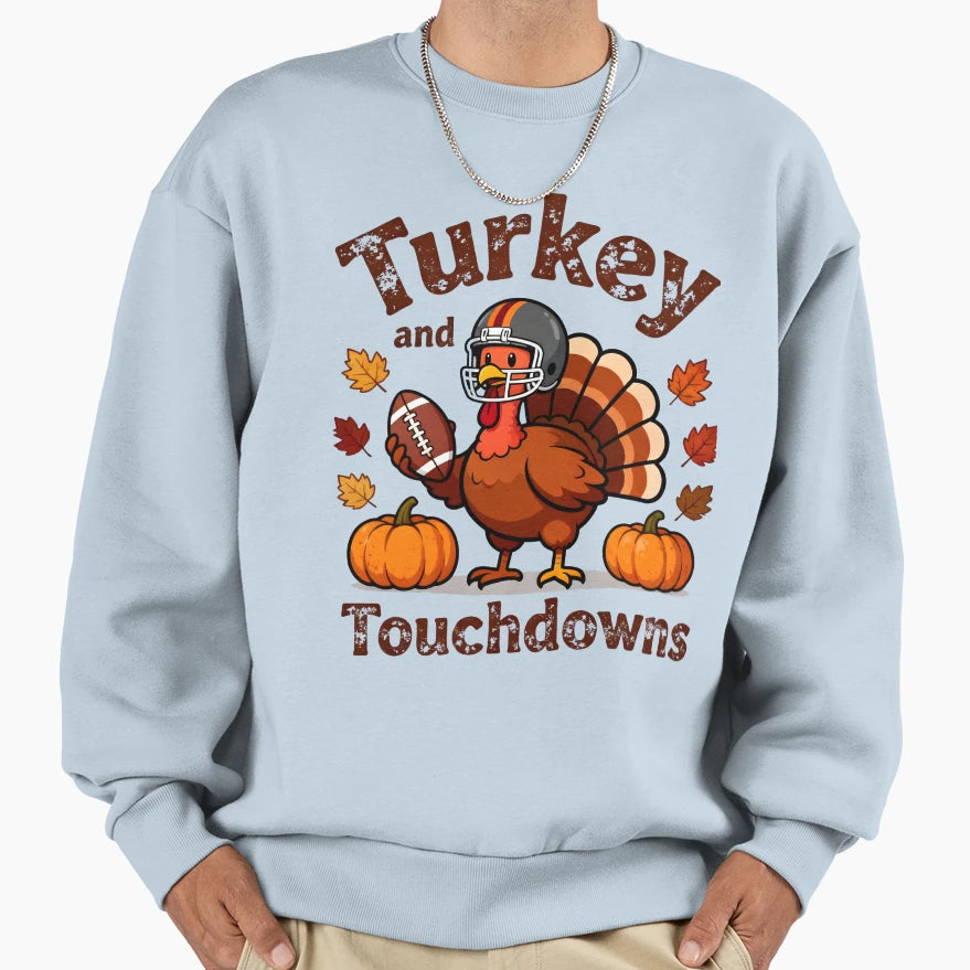 Thanksgiving Turkey And Touchdowns T-Shirt - Minimalist Print for Adults - T-Shirt, Sweatshirt, Hoodie