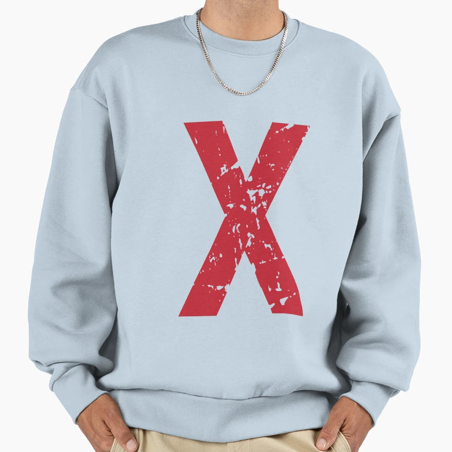 Famous X Red Monogram Letter Sweatshirt - Custom Art Print for Adults - T-Shirt, Sweatshirt, Hoodie