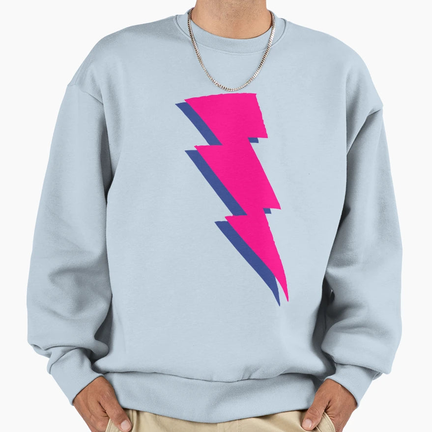 80S Lightning Bolt Sweatshirt - Casual Everyday Wear Men Women - T-Shirt, Sweatshirt, Hoodie