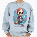 Cartoon Skull Playing Soccer Sweatshirt - Streetwear Style for Adults - T-Shirt, Sweatshirt, Hoodie