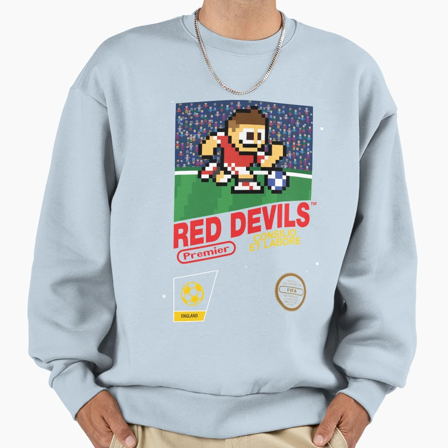 Red Devils 8 Bit Football Soccer Sweatshirt - Unique Graphic Men Women - T-Shirt, Sweatshirt, Hoodie