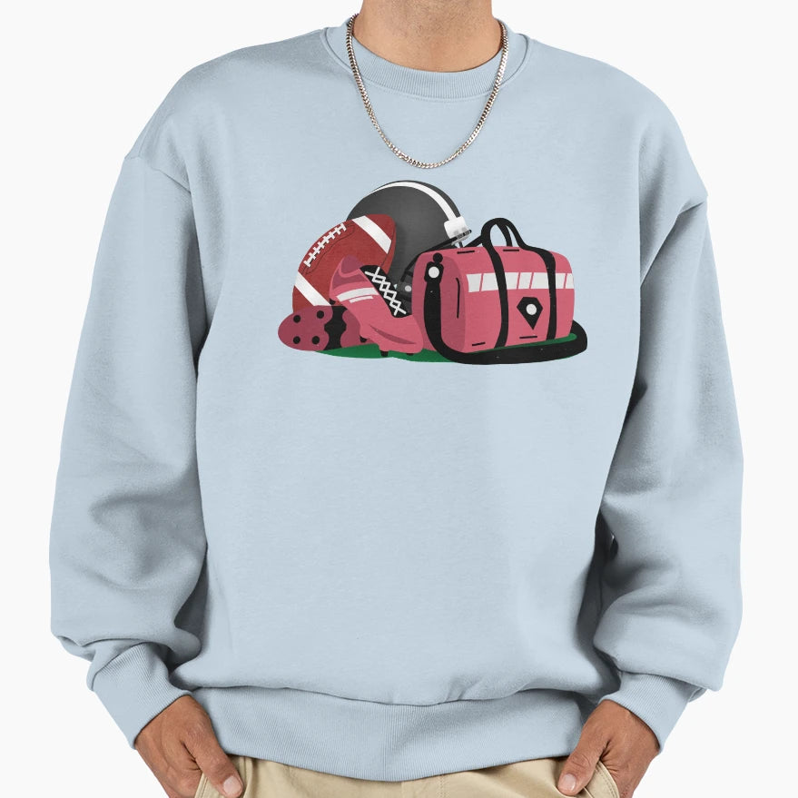 Football Equipment Sweatshirt - Novelty Apparel for Adults - T-Shirt, Sweatshirt, Hoodie