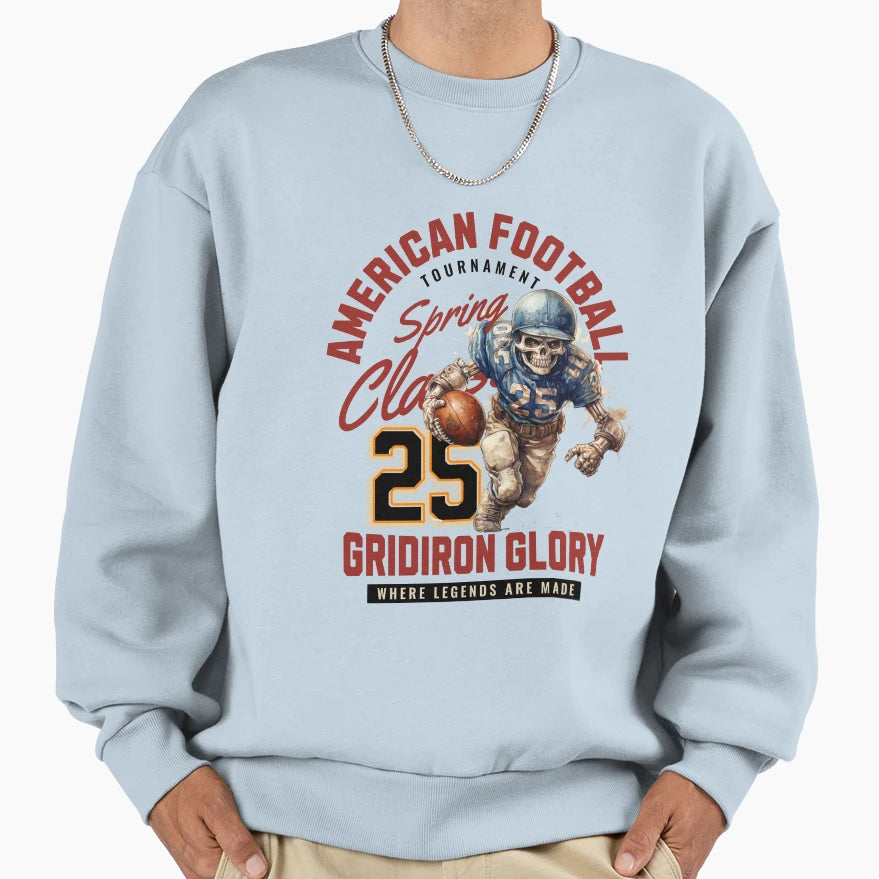 Preppy Skeleton American Football Sweatshirt - Novelty Apparel Unisex - T-Shirt, Sweatshirt, Hoodie