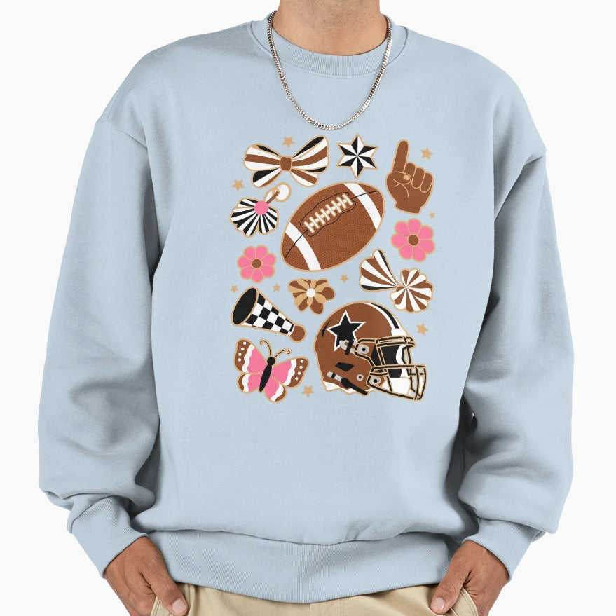 Football Game Day Cheer Coquette Sweatshirt - Custom Art Print for Adults - T-Shirt, Sweatshirt, Hoodie